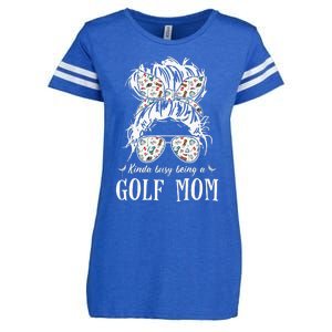 Kinda Busy Being A Golf Mom Messy Hair In Bun Enza Ladies Jersey Football T-Shirt