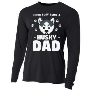 Kinda Busy Being A Husky Dad Siberian Huskies Cooling Performance Long Sleeve Crew