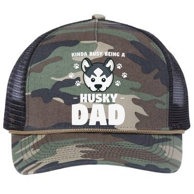 Kinda Busy Being A Husky Dad Siberian Huskies Retro Rope Trucker Hat Cap