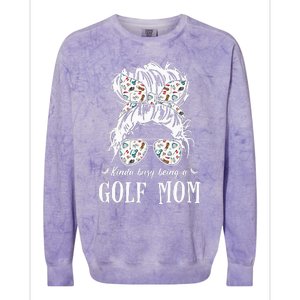 Kinda busy being a golf mom messy hair funny Colorblast Crewneck Sweatshirt