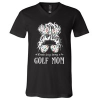 Kinda busy being a golf mom messy hair funny V-Neck T-Shirt