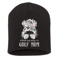 Kinda busy being a golf mom messy hair funny Short Acrylic Beanie