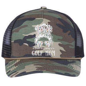 Kinda busy being a golf mom messy hair funny Retro Rope Trucker Hat Cap