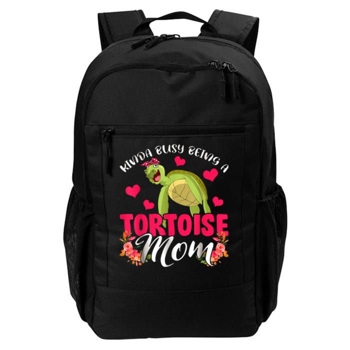 Kinda Busy Being A Tortoise Mom Funny Floral Tortoise Lover Daily Commute Backpack