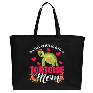 Kinda Busy Being A Tortoise Mom Funny Floral Tortoise Lover Cotton Canvas Jumbo Tote