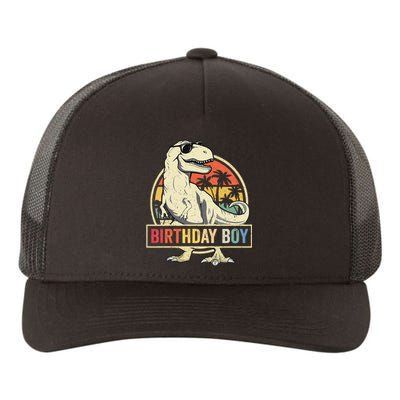 Kids Birthday Boy Dino T Rex Dinosaur Matching Family Yupoong Adult 5-Panel Trucker Hat