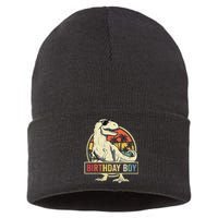 Kids Birthday Boy Dino T Rex Dinosaur Matching Family Sustainable Knit Beanie