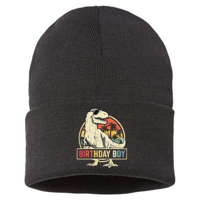 Kids Birthday Boy Dino T Rex Dinosaur Matching Family Sustainable Knit Beanie