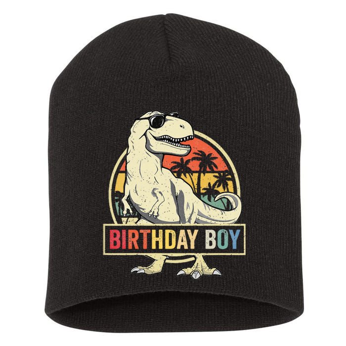 Kids Birthday Boy Dino T Rex Dinosaur Matching Family Short Acrylic Beanie