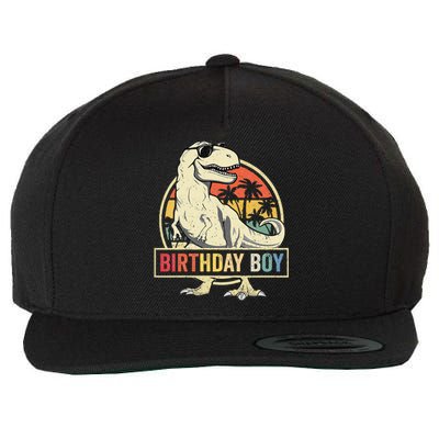 Kids Birthday Boy Dino T Rex Dinosaur Matching Family Wool Snapback Cap