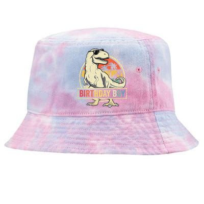 Kids Birthday Boy Dino T Rex Dinosaur Matching Family Tie-Dyed Bucket Hat