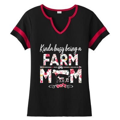 Kinda Busy Being A Farm Mom Funny Farm Mom Mothers Day Gift Ladies Halftime Notch Neck Tee