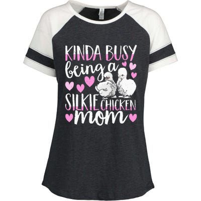 Kinda Busy Being A Silkie Chicken Mom Cute Silky Chicken Pet Enza Ladies Jersey Colorblock Tee