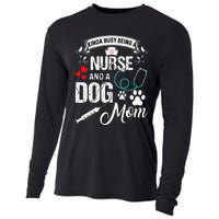 Kinda Busy Being A Nurse And A Dog Mom Women Cooling Performance Long Sleeve Crew