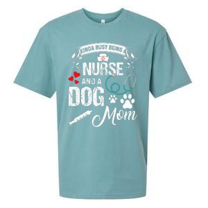 Kinda Busy Being A Nurse And A Dog Mom Women Sueded Cloud Jersey T-Shirt