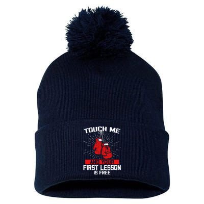 Kick Boxer Boxing Coach Funny Kick Boxing Lover Saying Pom Pom 12in Knit Beanie