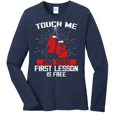 Kick Boxer Boxing Coach Funny Kick Boxing Lover Saying Ladies Long Sleeve Shirt