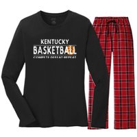 Kentucky Basketball Compete Defeat Repeat Women's Long Sleeve Flannel Pajama Set 