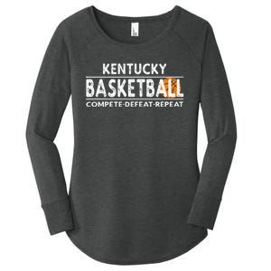 Kentucky Basketball Compete Defeat Repeat Women's Perfect Tri Tunic Long Sleeve Shirt