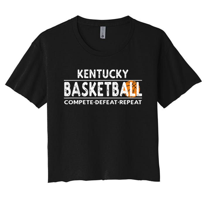 Kentucky Basketball Compete Defeat Repeat Women's Crop Top Tee