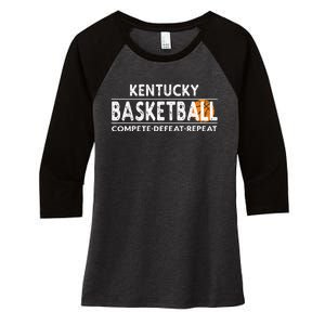 Kentucky Basketball Compete Defeat Repeat Women's Tri-Blend 3/4-Sleeve Raglan Shirt