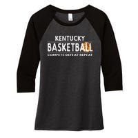 Kentucky Basketball Compete Defeat Repeat Women's Tri-Blend 3/4-Sleeve Raglan Shirt