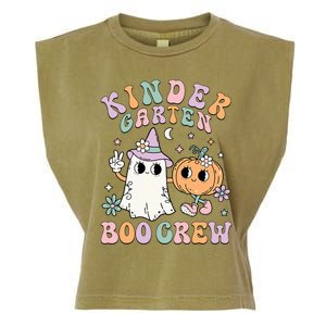 Kindergarten Boo Crew Halloween Floral Ghost Kinder Teacher Garment-Dyed Women's Muscle Tee