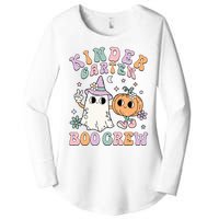 Kindergarten Boo Crew Halloween Floral Ghost Kinder Teacher Women's Perfect Tri Tunic Long Sleeve Shirt