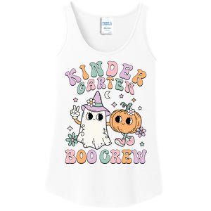 Kindergarten Boo Crew Halloween Floral Ghost Kinder Teacher Ladies Essential Tank