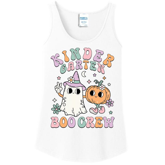 Kindergarten Boo Crew Halloween Floral Ghost Kinder Teacher Ladies Essential Tank