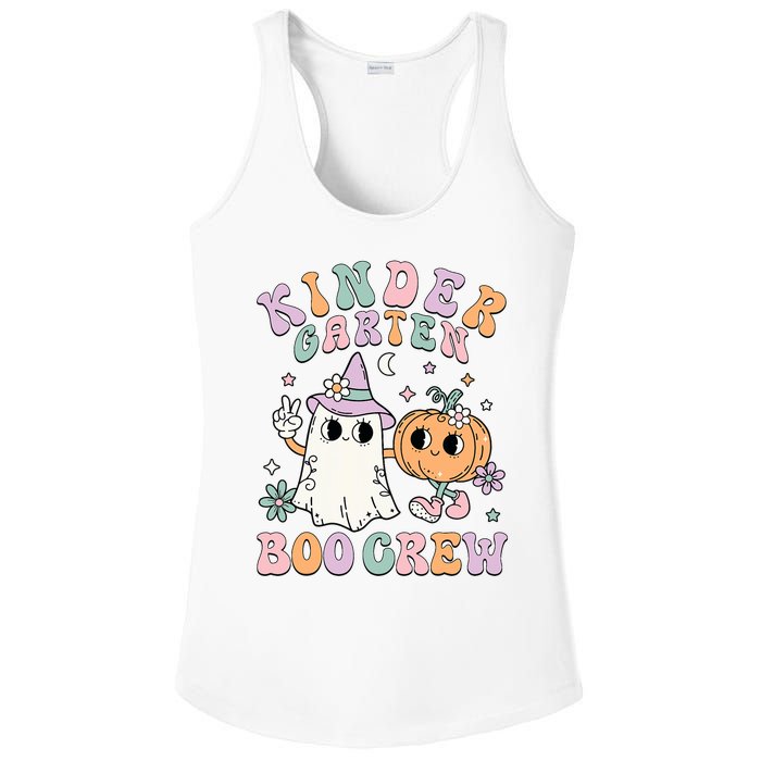 Kindergarten Boo Crew Halloween Floral Ghost Kinder Teacher Ladies PosiCharge Competitor Racerback Tank