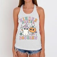 Kindergarten Boo Crew Halloween Floral Ghost Kinder Teacher Women's Knotted Racerback Tank