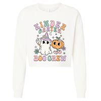 Kindergarten Boo Crew Halloween Floral Ghost Kinder Teacher Cropped Pullover Crew