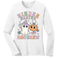 Kindergarten Boo Crew Halloween Floral Ghost Kinder Teacher Ladies Long Sleeve Shirt