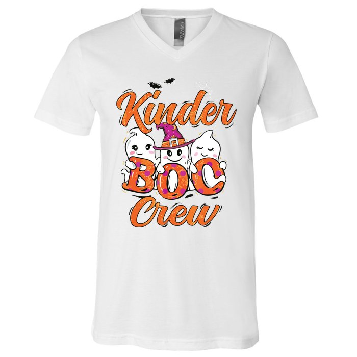 Kindergarten Boo Crew Kinder Crew Funny Teacher Halloween V-Neck T-Shirt