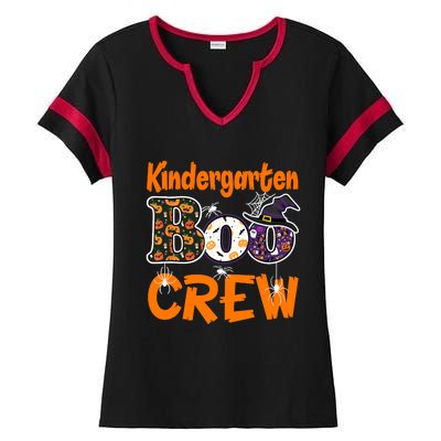 Kindergarten Boo Crew Teachers Students Halloween Costume Ladies Halftime Notch Neck Tee