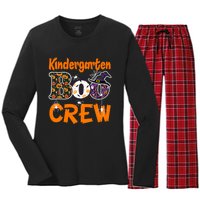 Kindergarten Boo Crew Teachers Students Halloween Costume Women's Long Sleeve Flannel Pajama Set 