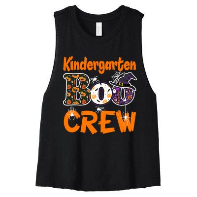 Kindergarten Boo Crew Teachers Students Halloween Costume Women's Racerback Cropped Tank