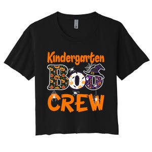 Kindergarten Boo Crew Teachers Students Halloween Costume Women's Crop Top Tee