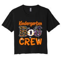 Kindergarten Boo Crew Teachers Students Halloween Costume Women's Crop Top Tee