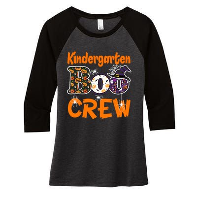 Kindergarten Boo Crew Teachers Students Halloween Costume Women's Tri-Blend 3/4-Sleeve Raglan Shirt