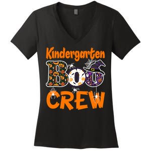 Kindergarten Boo Crew Teachers Students Halloween Costume Women's V-Neck T-Shirt