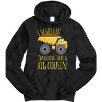 Kids Big Cousin Digger Construction Design For Pregnancy Reveal Tie Dye Hoodie