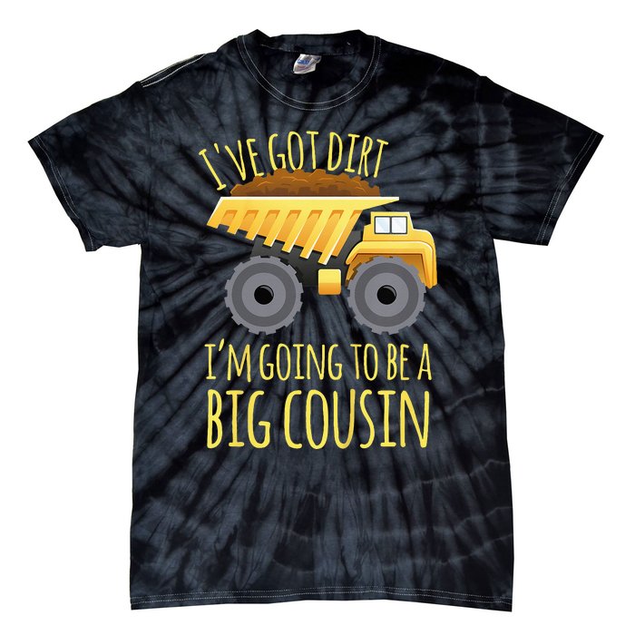 Kids Big Cousin Digger Construction Design For Pregnancy Reveal Tie-Dye T-Shirt