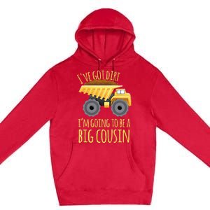 Kids Big Cousin Digger Construction Design For Pregnancy Reveal Premium Pullover Hoodie