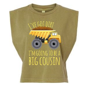 Kids Big Cousin Digger Construction Design For Pregnancy Reveal Garment-Dyed Women's Muscle Tee