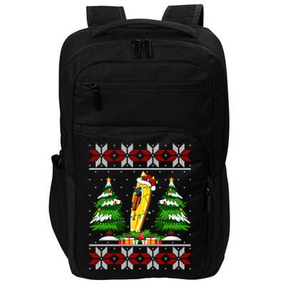 Kayak Boat Christmas Tree Lights Ugly Sweater Santa Xmas Gift Impact Tech Backpack