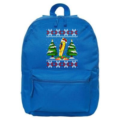 Kayak Boat Christmas Tree Lights Ugly Sweater Santa Xmas Gift 16 in Basic Backpack