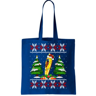 Kayak Boat Christmas Tree Lights Ugly Sweater Santa Xmas Gift Tote Bag