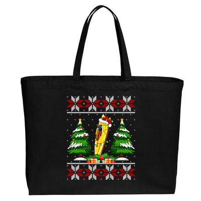 Kayak Boat Christmas Tree Lights Ugly Sweater Santa Xmas Gift Cotton Canvas Jumbo Tote